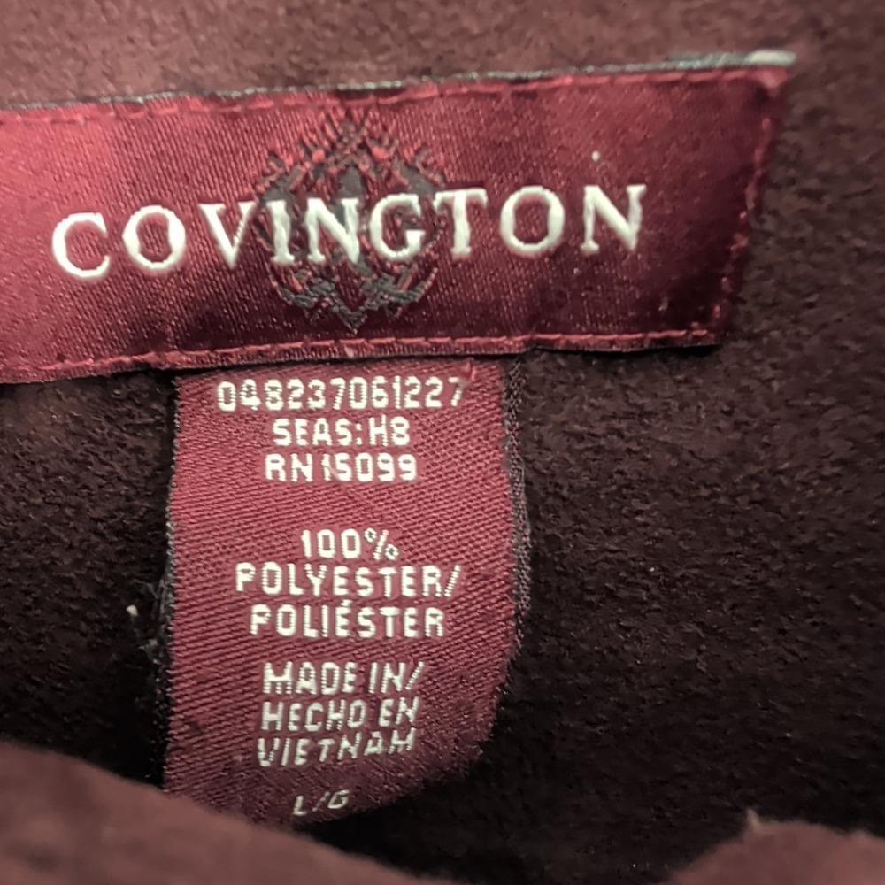 Covington Long Sleeve Western Collared Classic Button-Up Shirt Burgundy Size L - Picture 5 of 9